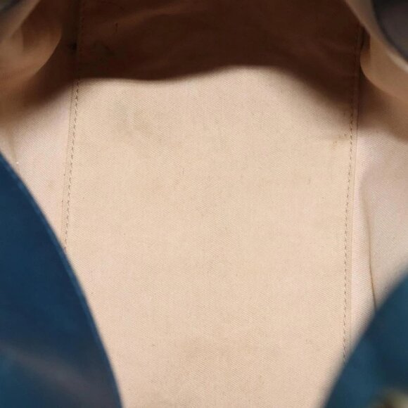 BVLGARI Hand Bag Leather 2way Blue Gold Auth BA1864 - Picture 10 of 16